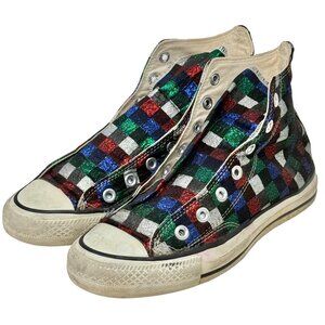 Vtg 80s Converse Checkerboard Metallic High Top Indie Grunge Retro Sneaker 6/7.5